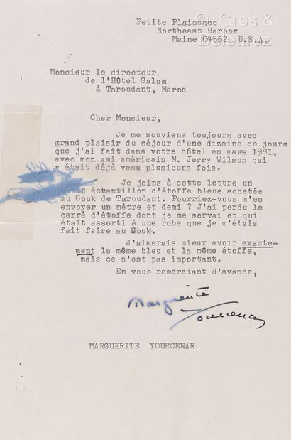 null YOURCENAR, Marguerite (1903-1987). Set of 2 documents: 



-L.D.S. from Claude...