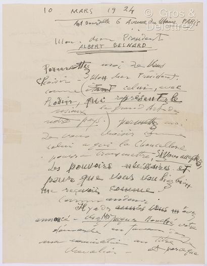 null BOURDELLE, Antoine (1861-1929). Ensemble de 2 intéressantes lettres : 



-L.A.S....