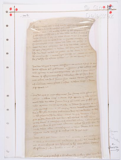 null [CHARTER - ANGOUMOIS - CHARENTE]. Long charter on vellum, in 3 parts, formerly...