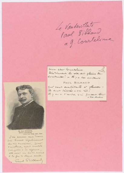 null COURTELINE, Georges (1858 - 1929). Set of 7 autograph documents including 4...