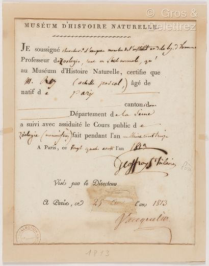null GEOFFROY SAINT-HILAIRE, Étienne (1772-1844). Ensemble de 2 documents : 



-P.A.S....