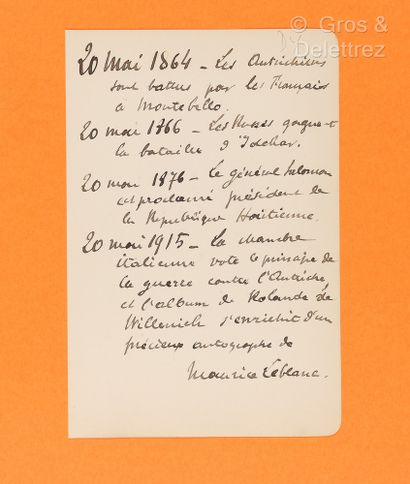 LEBLANC, Maurice (1864-1941). Ensemble de...