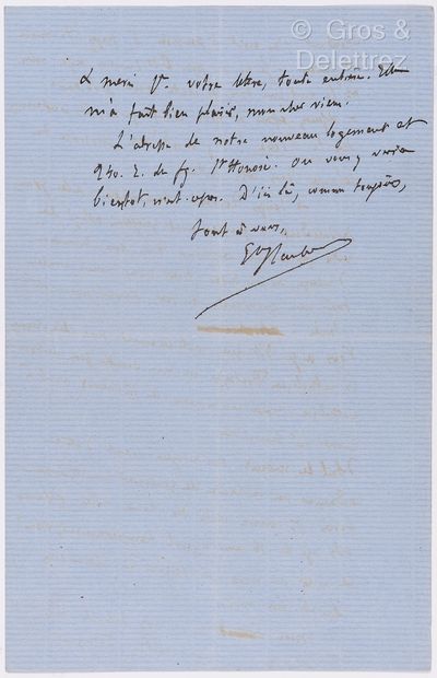 null FLAUBERT, Gustave (1821-1880). L.A.S. adressée à son ami Edmond Laporte (tampon...