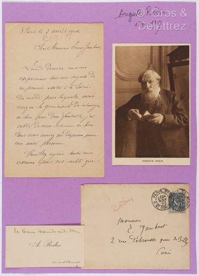 null RODIN, Auguste (1840-1917). Ensemble de 3 documents : 



-L.S. au poète et...