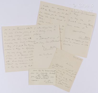 DELIBES, Léo (1836-1891). Ensemble de 4 documents :...