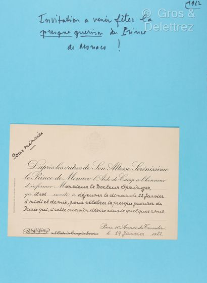 null MONACO, Prince Albert 1er de (1848-1922). Ensemble de 2 L.A.S. Tunis, 3 juillet...
