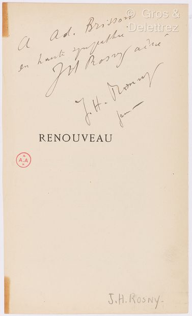 null ROSNY l’AÎNE, Joseph-Henri Rosny dit (1856-1940). Ensemble de 12 documents :...