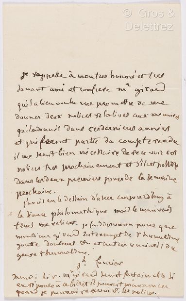 null FOURIER, Jean-Joseph (1768-1830). Ensemble de 3 documents : 



Rare manuscrit...