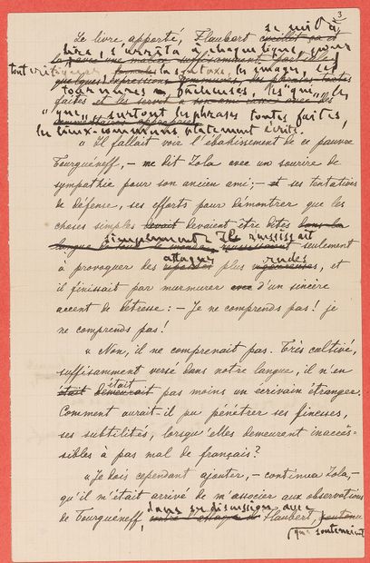 null ZOLA, Émile (1840-1902). Manuscrit autographe. S.l.n.d. 4 pp. in-8 et quelques...