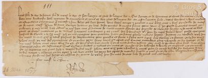 null [CHARTER - LOUIS I of Anjou]. Charter on vellum. 14 lines signed "Par Mons....