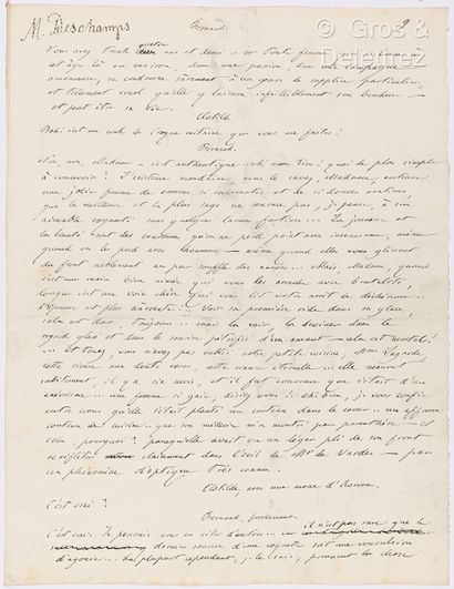 null FEUILLET, Octave (1821-1890). Manuscrit autographe signé de la pièce de théâtre :...