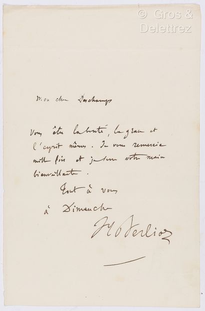 null BERLIOZ, Hector (1803-1869). L.A.S. adressée au poète romantique Émile Deschamps....
