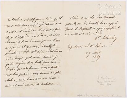 null MERIMÉE, Prosper (1803-1870). Ensemble de 4 documents.



-L.A.S. [adressée...