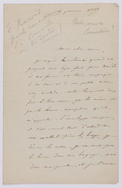 null BANVILLE, Théodore de (1823-1891). Ensemble de 5 documents : 



-4 L.A.S. Paris,...