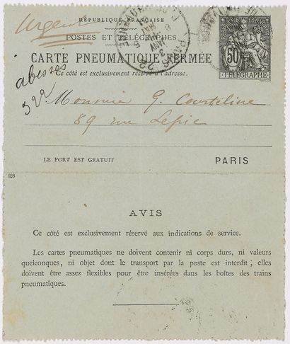 null COURTELINE, Georges (1858 - 1929). Set of 7 autograph documents including 4...