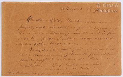 null VERLAINE, Paul (1844-1896). C.A.S. adressée à Roger Marx. [Paris], Hôpital Saint-Antoine,...