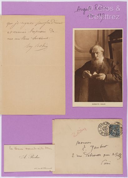 null RODIN, Auguste (1840-1917). Set of 3 documents: 



-L.S. to the poet and storyteller...