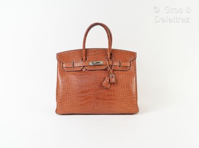 HERMES Paris made in France ∆ Année 2008 - Sac « Birkin» 35 cm en Alligator Mississipiensis...