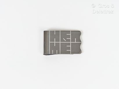 HERMES Paris Made in France Money clip in silver plated metal with geometric pat...