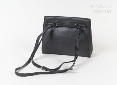 HERMES Paris made in France Year 2008 - "Kelly Danse" bag 22 cm in black swift calfskin,...