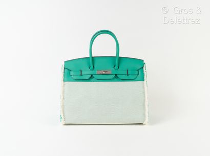 HERMES Paris made in France Année 2021 - Sac « Birkin Fray» 35 cm en toile H chinée...