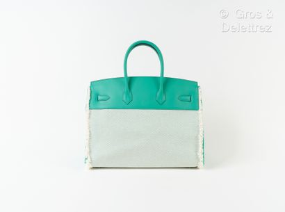 HERMES Paris made in France Année 2021 - Sac « Birkin Fray» 35 cm en toile H chinée...