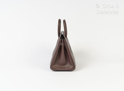HERMES Paris Made in France Année 2021 - Rare sac « Birkin Shadow» 25 cm en Swift...