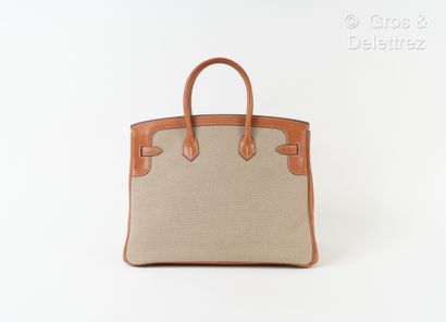 HERMES Paris made in France Year 2014 - "Birkin" bag 35 cm in barenia calfskin with...