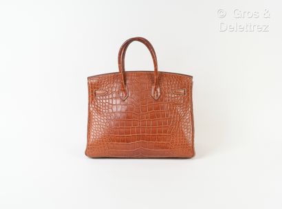 HERMES Paris made in France ∆ Année 2008 - Sac « Birkin» 35 cm en Alligator Mississipiensis...