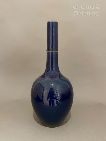 Chine. Vase bouteille à panse ovoïde à long...