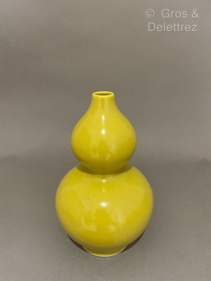 Chine. Vase à double panse en porcelaine...