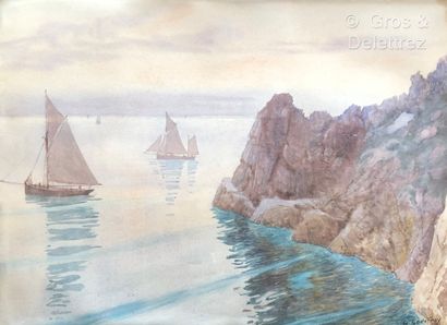 (SD) G. GODEFROY 
Ushant Island 
Watercolor...