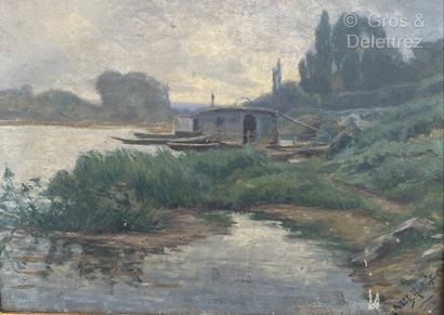 null (E) A.St G HUNTINGON, school around 1900

Boat

Oil on panel, signed lower right.

23,5...