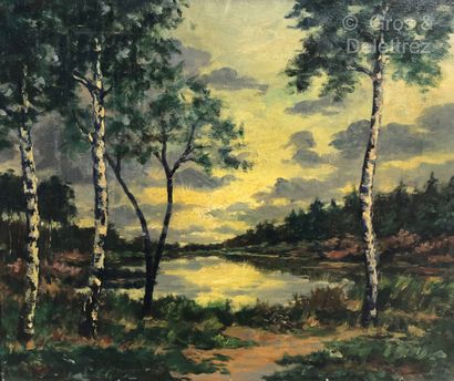 null (SD) School of the 19th century 

Sunbeam in the forest 

Oil on panel

38 x...