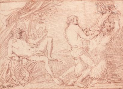 Adrien MANGLARD (Lyon 1695 – Rome 1760) Marsyas flayed before Apollo, after a master

Sanguine

16,7...