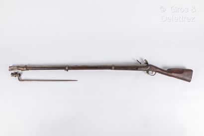 null Flintlock infantry rifle model year IX.

Composite work with a bayonet. (Damage...