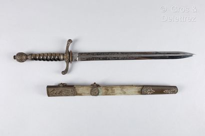 null Fire officer's dagger, foreign pattern, brass hilt decorated with foliage and...