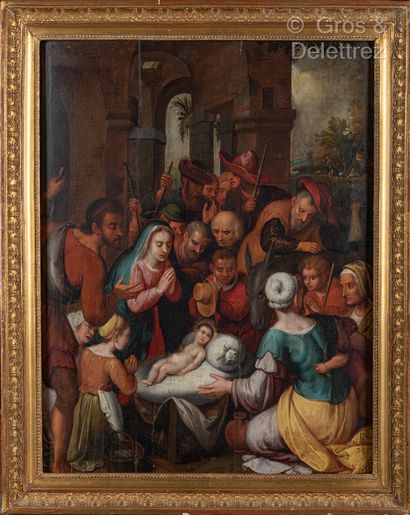 Entourage ou atelier d‘Ambrosius Francken Nativity

Oil on panel

50 x 40 cm