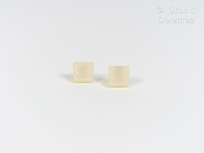 CHANEL par Karl Lagerfeld Collection Croisière 2000 - Pair of iridescent resin ear...