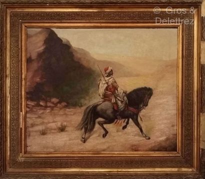 null (E) ORIENTALIST school

Rider with moukalah

Oil on cardboard bearing a signature...