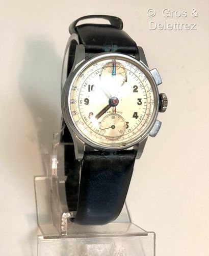 (E) SANDOZ - Steel chronograph wristwatch,...