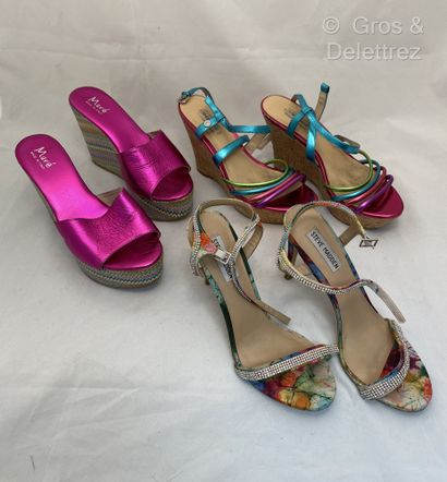 null MARE Made in Italy, GUESS, STEVE MADDEN Lot composed of a pair of fuchsia aged...