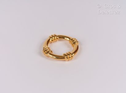 null HERMES Paris - "Buoy" scarf ring in gilded metal.