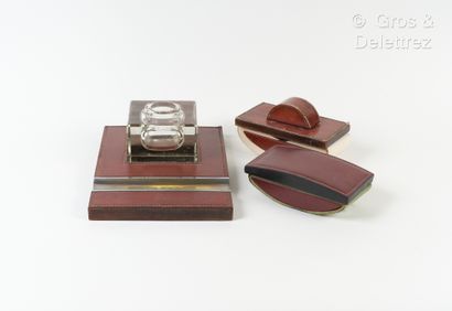null HERMES Paris - Set of desk accessories in red box H including two blotting pads,...