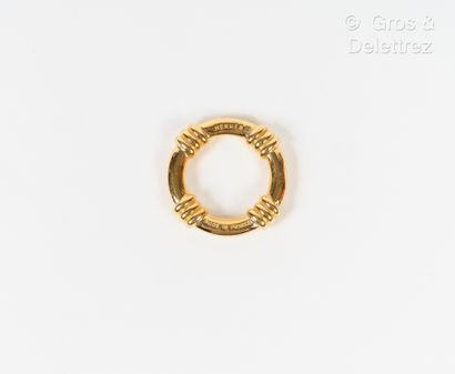 null HERMES Paris - "Buoy" scarf ring in gilded metal.