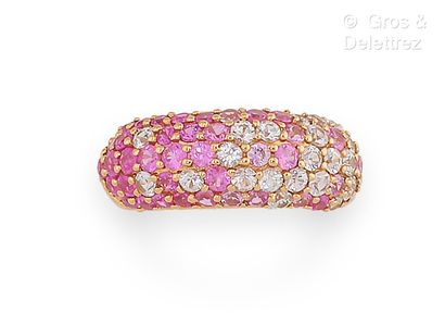 Ring jonc in pink gold 750 thousandths decorated...