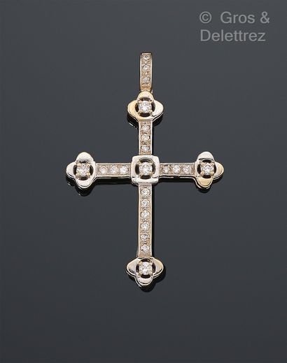 Pendant Cross in rhodium-plated gold 750...