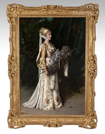 Alfred François GUES (1837- ?)Femme médiévale...