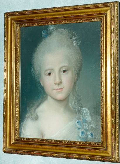 null In the taste of the 18th centuryPortrait of a young girlPastel on marouflaged...