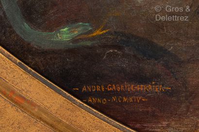 null Gabriel FERRIER (1847-1914)Sapho pleurant devant la merHuile sur toile dans...